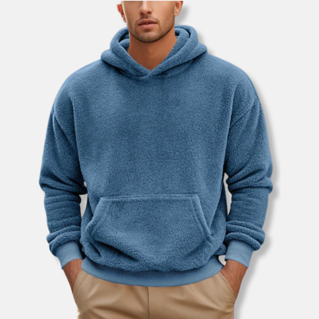 Eli | Men’s Fleece Hoodie with V-Neck and Kangaroo Pocket