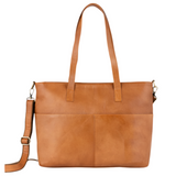 Caramel | Leather Tote Bag with Spacious Compartment and Versatile Storage Options-1