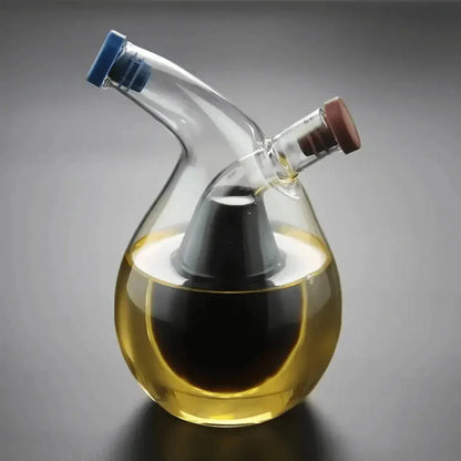 2-in-1 Oil and Vinegar Dispenser | Double Glass Cruet Bottle
