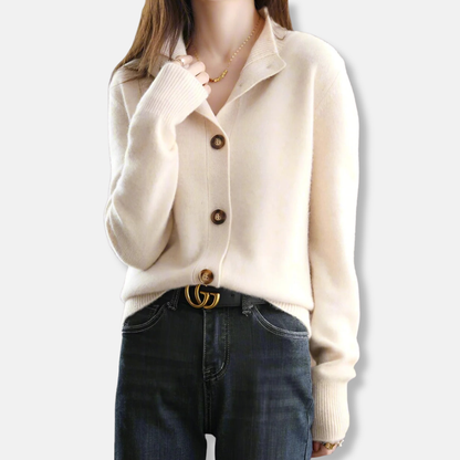 Audrey | Women’s Relaxed Fit Cardigan with Mock Neck & Button