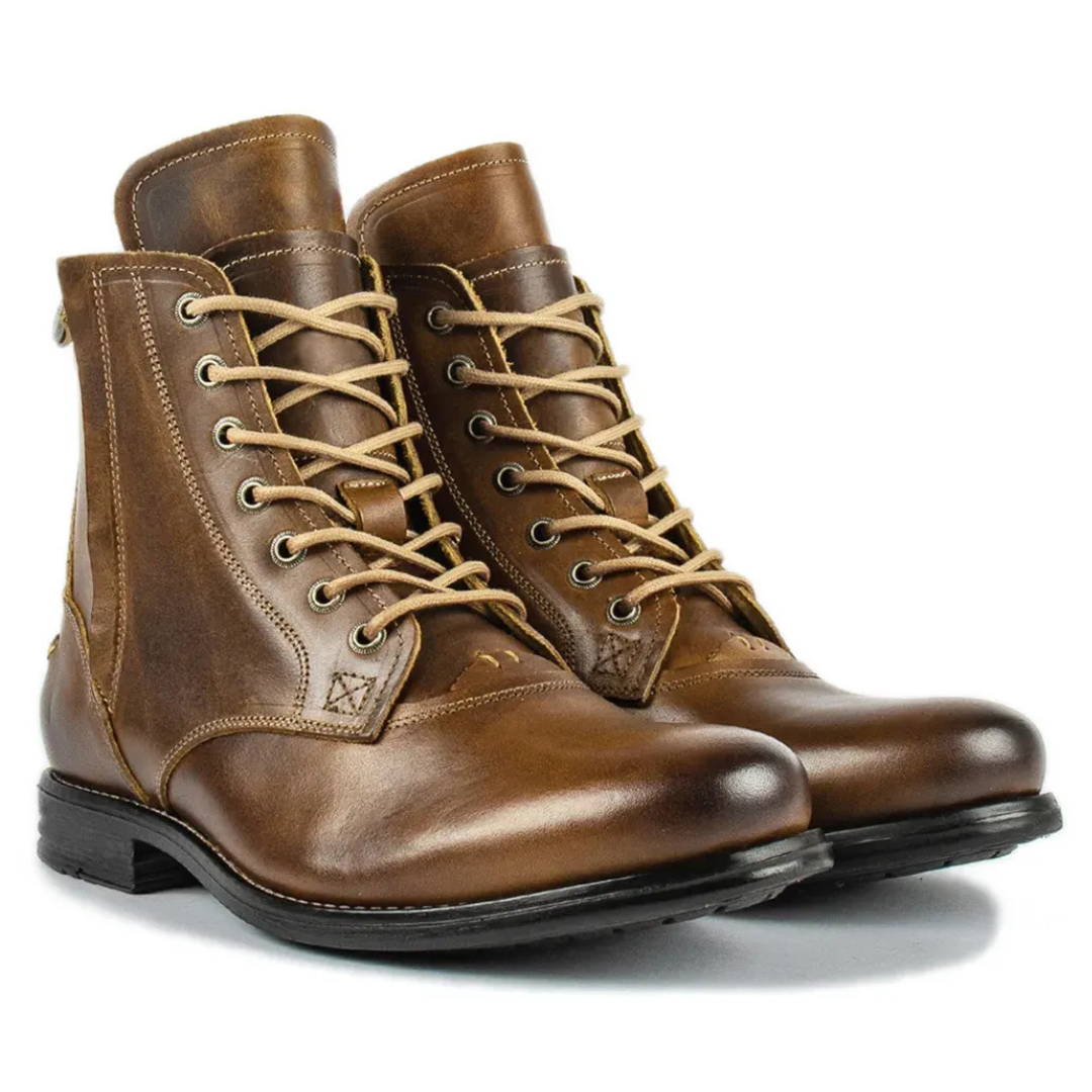 Landon | Men’s Mid-Height Leather Ankle Boots with Lace Closure