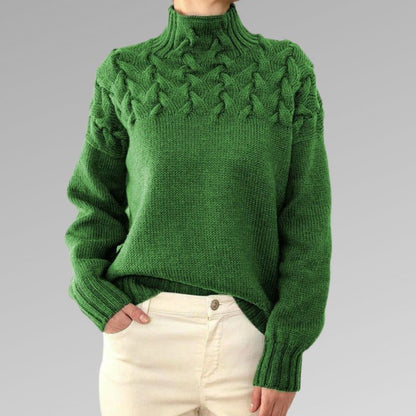 Lily | Women’s Relaxed Fit Cable Knit Wool Turtleneck Sweater