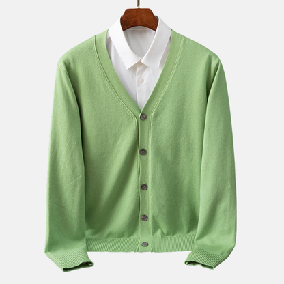 Vincent | Men’s Classic V-Neck Cardigan with Relaxed Fit & Fine Knit