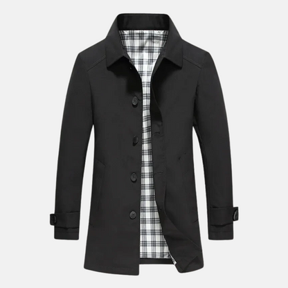 Sawyer | Men’s Mid-Length Coat with Plaid Lining and Buttons