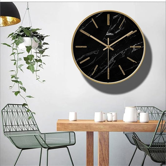 Elegant Marble Accent | StellarStone Silent Wall Clock