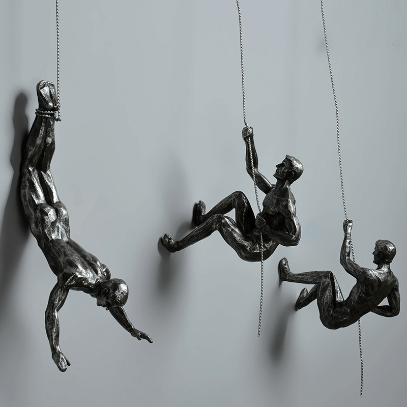Elevate Living | GravityBold Climbing Man Wall Sculpture Set in Modern Resin