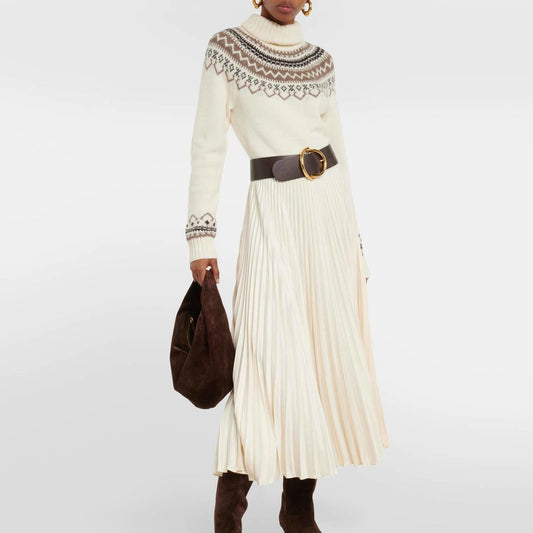 Annelise | Women’s Wool Knit Fair Isle Turtleneck Sweater Dress