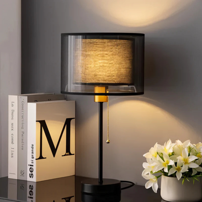 Veloura Duo | Vintage-Inspired Bedroom Lamp with Double Fabric Shade