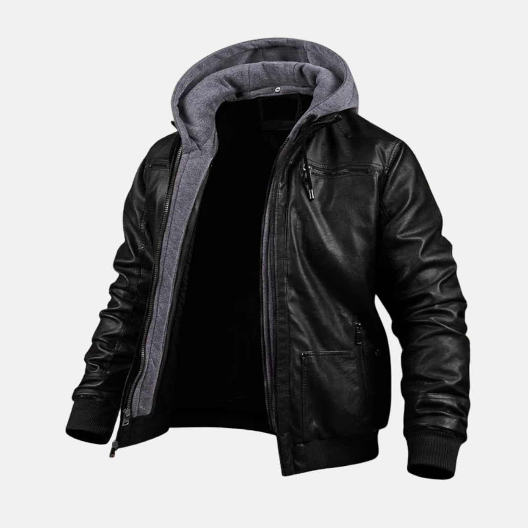 Carter | Men’s Classic Leather Hooded Jacket