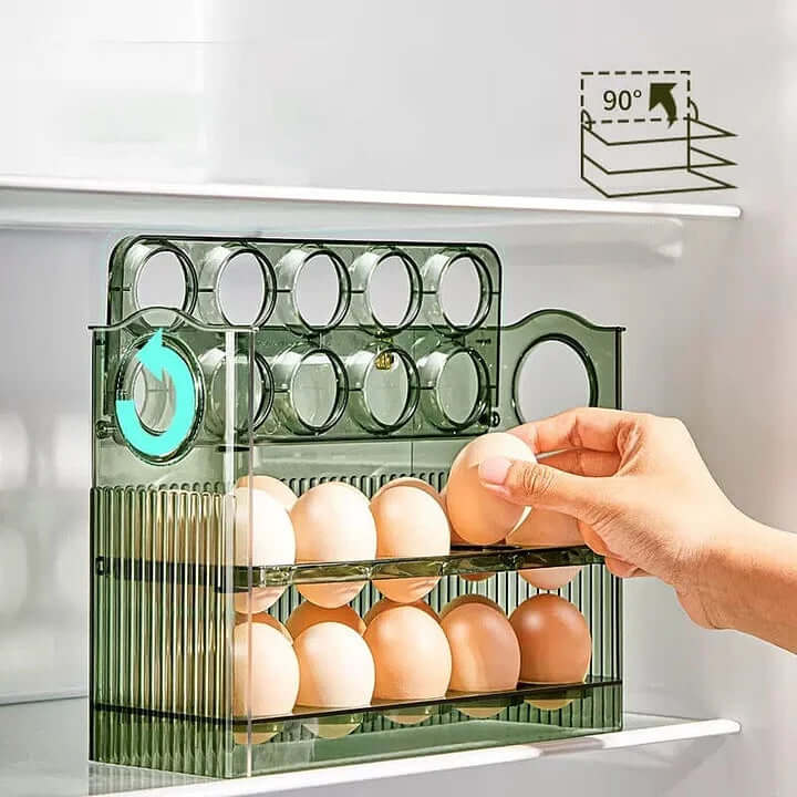 PureStore Egg Organizer | Space-Saving Clear Rolling Tray