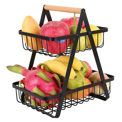 HarvestRise 3-Tier Fruit Stand | Space-Saving Metal Basket for Fresh Counter Style
