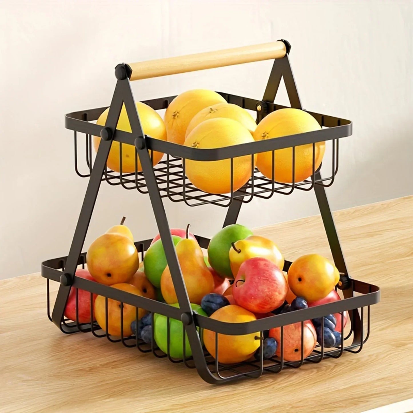HarvestRise 3-Tier Fruit Stand | Space-Saving Metal Basket for Fresh Counter Style