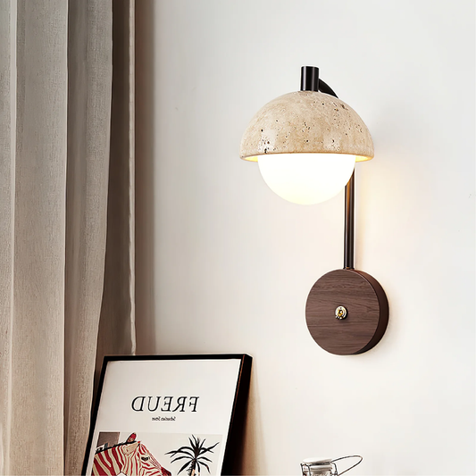 PureArco Glass Wall Lamp | Minimalist Travertine Accent