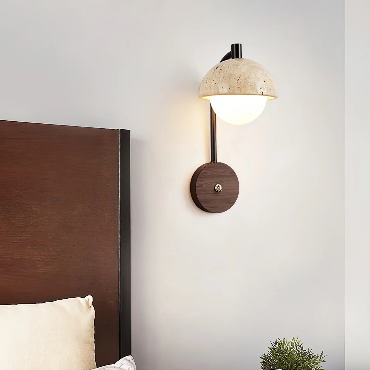 PureArco Glass Wall Lamp | Minimalist Travertine Accent