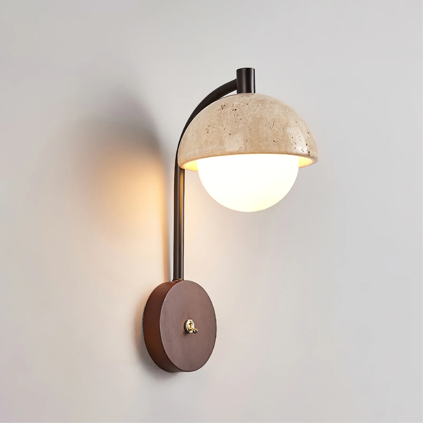 PureArco Glass Wall Lamp | Minimalist Travertine Accent