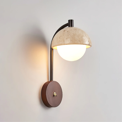 PureArco Glass Wall Lamp | Minimalist Travertine Accent