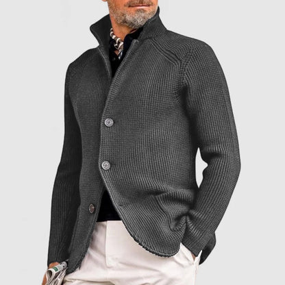 Caleb | Men’s Cable Knit Cardigan with Shawl Collar and Button