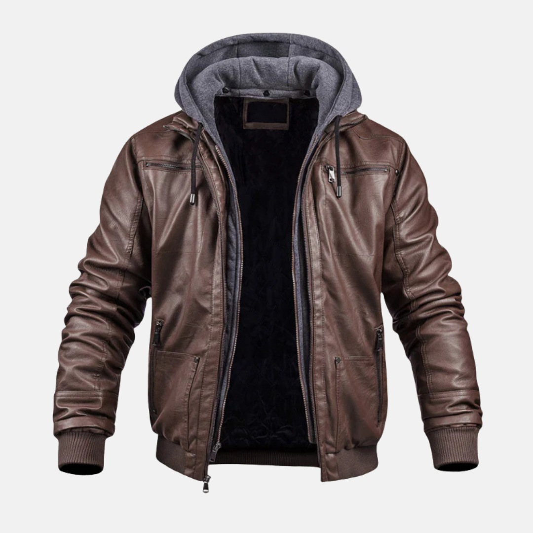 Carter | Men’s Classic Leather Hooded Jacket