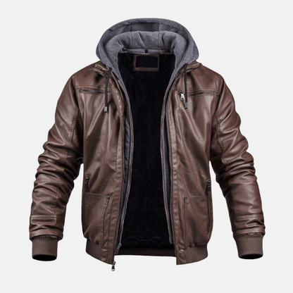 Carter | Men’s Classic Leather Hooded Jacket