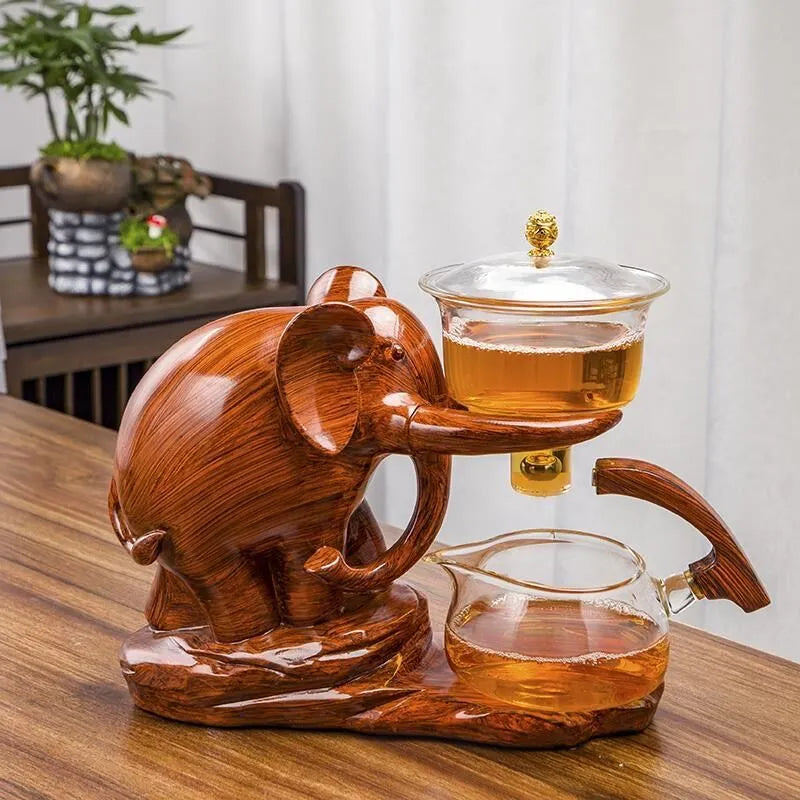 Elegant Elephant Glass Tea Set | Heat-Resistant Teapot Included