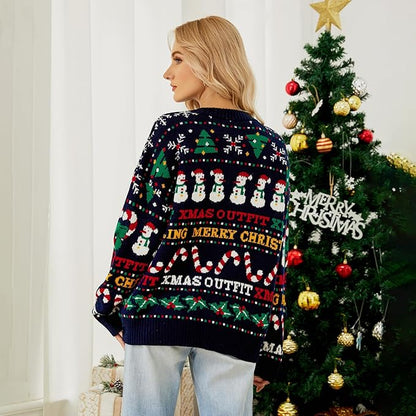 Tessa | Women’s Loose-Fit Cropped Festive Knit Sweater