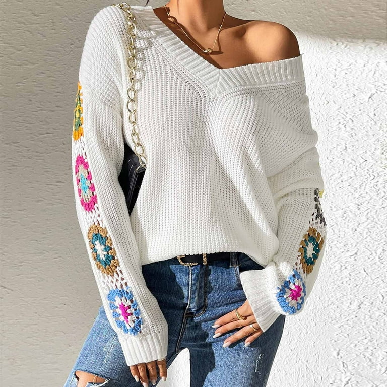 Maris | Women’s Relaxed Bohemian Crochet Sleeve Sweater