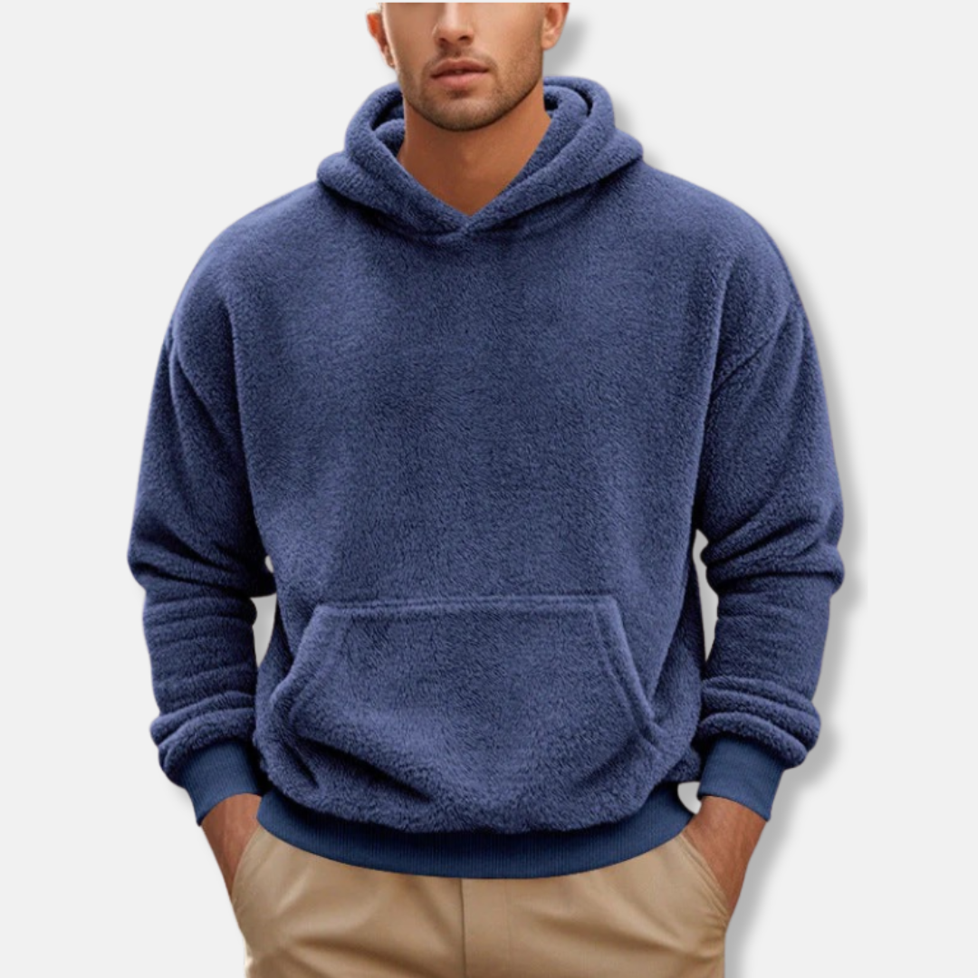 Eli | Men’s Fleece Hoodie with V-Neck and Kangaroo Pocket