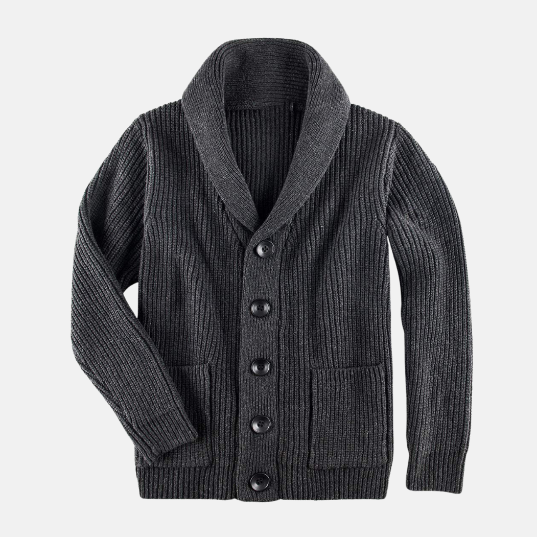 Victor | Men’s Classic Shawl Collar Cardigan Ribbed Knit