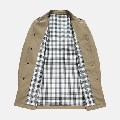 Sawyer | Men’s Mid-Length Coat with Plaid Lining and Buttons