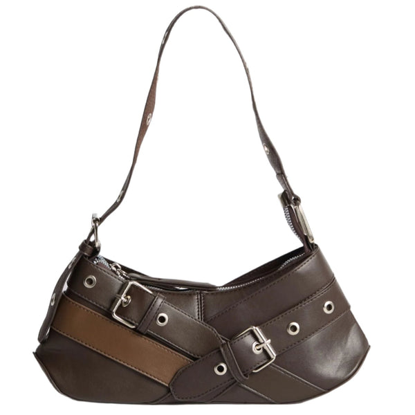 Chic Mini | Black Vegan Leather Shoulder Bag for Women-5