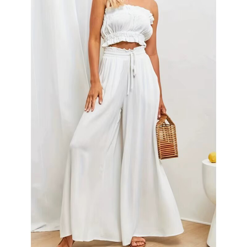 Women's wide-leg trousers with Elasticated Waistband