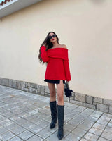 Off-Shoulder Casual Long Sleeve Sweater