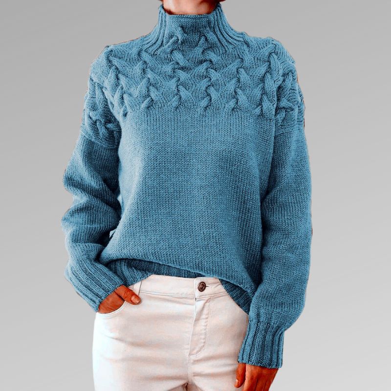 Lily | Women’s Relaxed Fit Cable Knit Wool Turtleneck Sweater