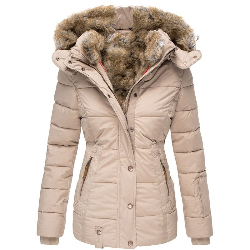 Chloe | Women’s Warm Down Puffer Jacket with Faux Fur Hood
