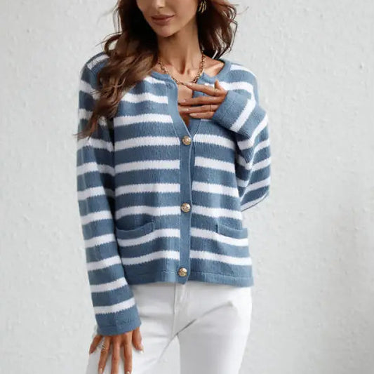 Margaux | Women’s Classic Striped Button-Up Cardigan