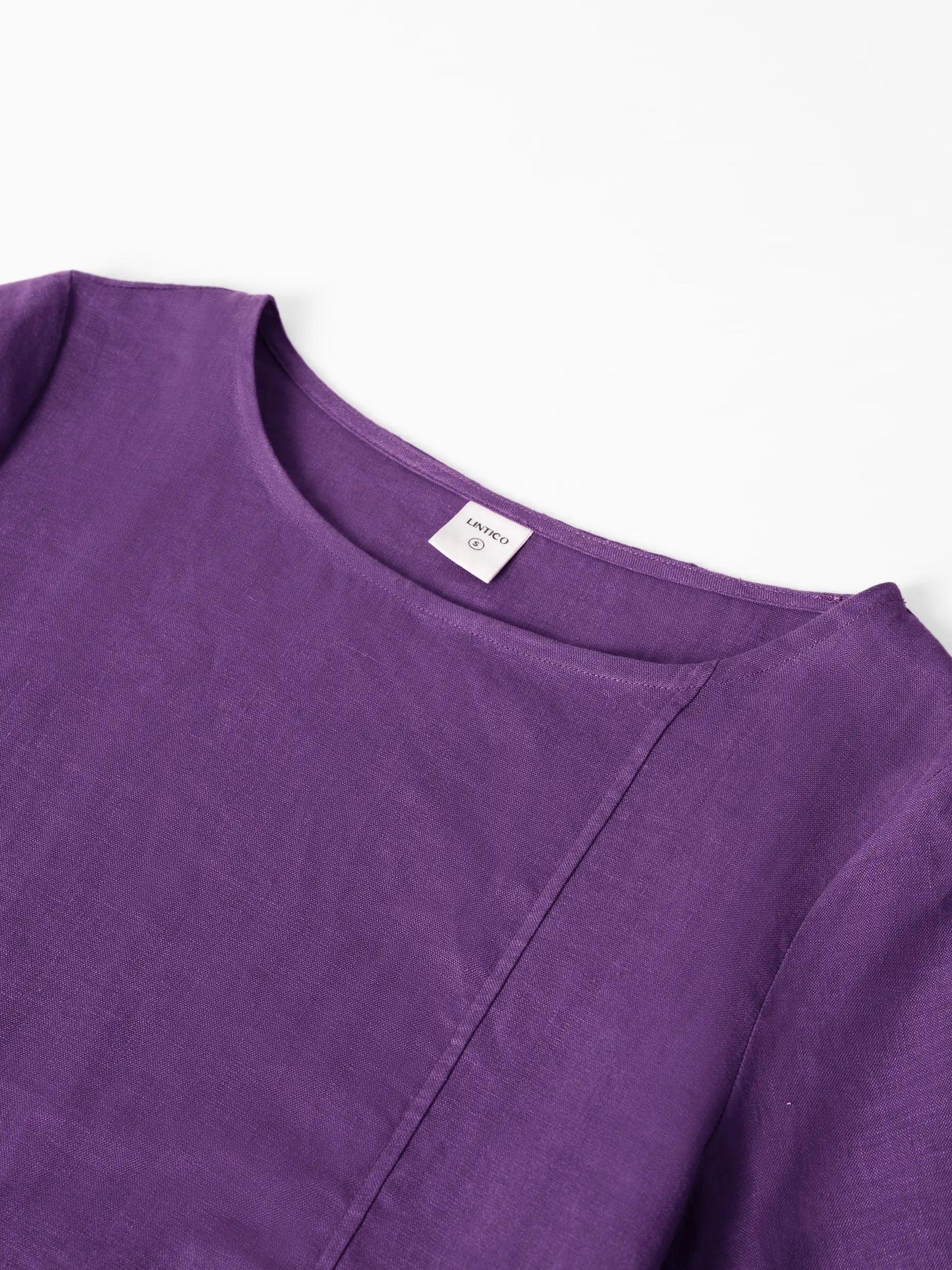 Danica | Women’s Linen Collarless Mid-Length Dress