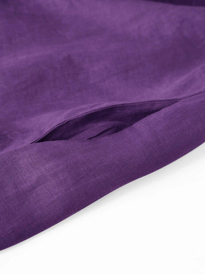 Danica | Women’s Linen Collarless Mid-Length Dress