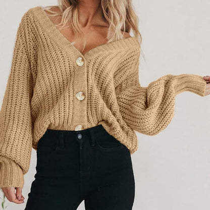 Mabel | Women’s Classic Knit Button-Up Long Sleeve Cardigan