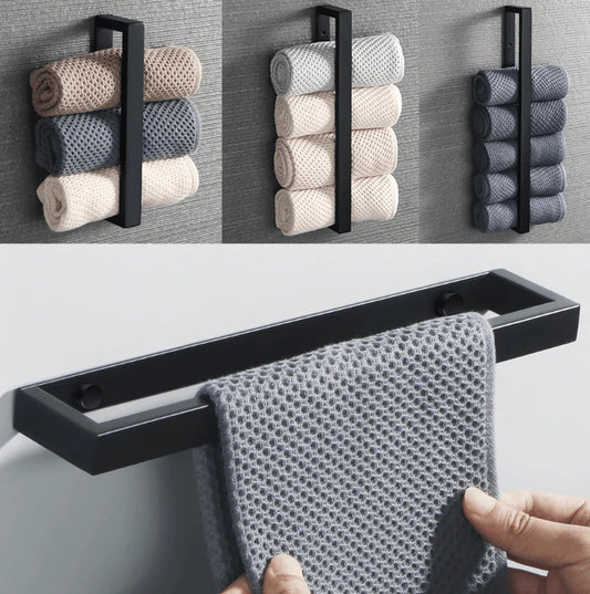 LumeaEdge Towel Holder | Contemporary Black Wall Rack