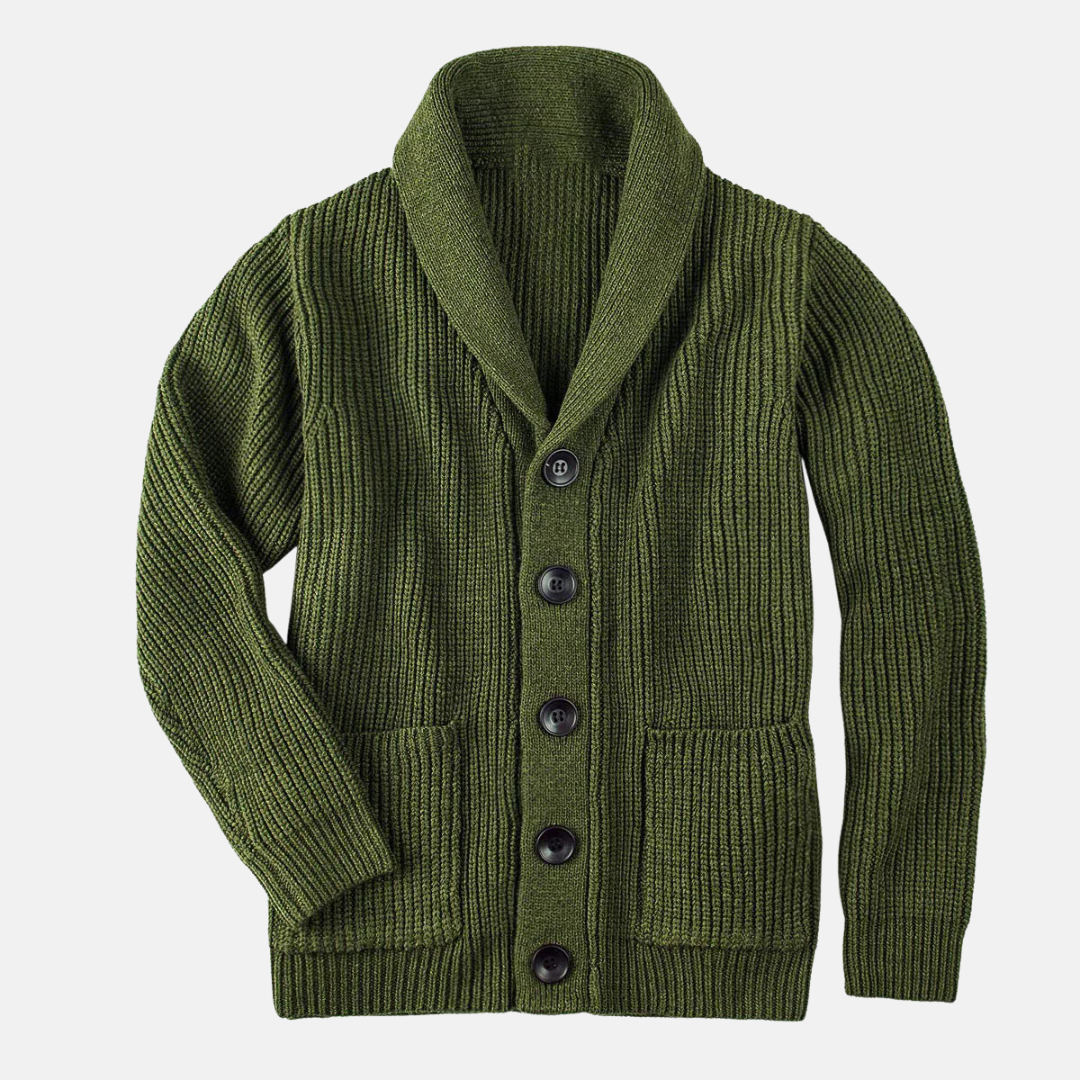 Victor | Men’s Classic Shawl Collar Cardigan Ribbed Knit