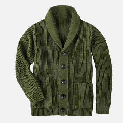 Victor | Men’s Classic Shawl Collar Cardigan Ribbed Knit