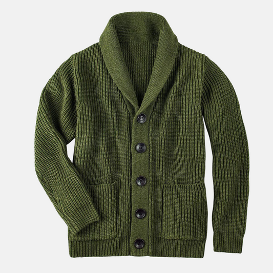 Victor | Men’s Classic Shawl Collar Cardigan Ribbed Knit