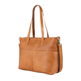Caramel | Leather Tote Bag with Spacious Compartment and Versatile Storage Options-5