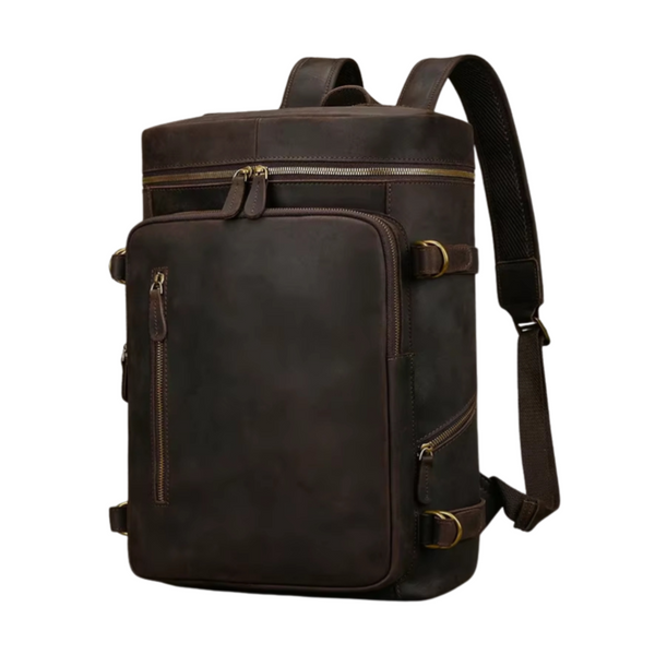 Rustic Tan | Unisex Leather Laptop Backpack with Versatile Carrying Options-4