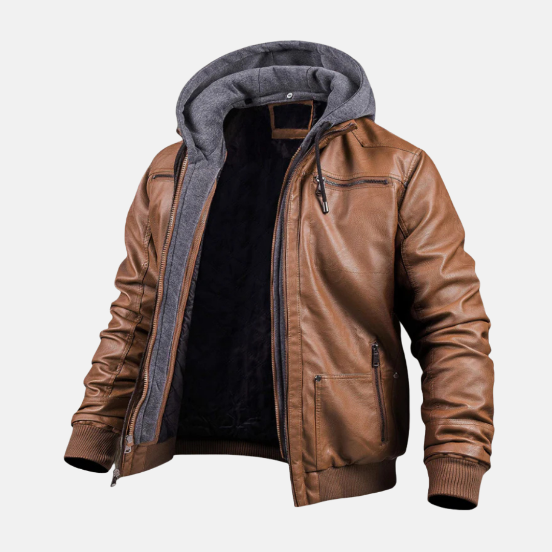 Carter | Men’s Classic Leather Hooded Jacket