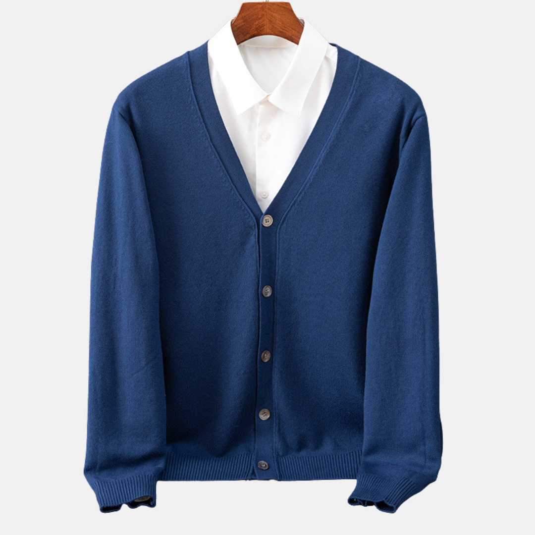 Vincent | Men’s Classic V-Neck Cardigan with Relaxed Fit & Fine Knit