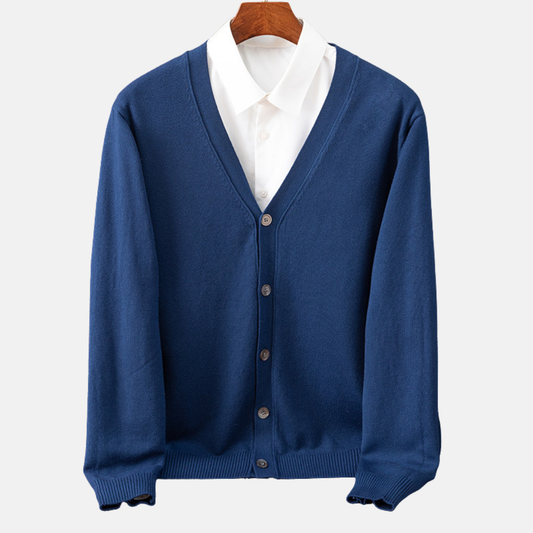 Vincent | Men’s Classic V-Neck Cardigan with Relaxed Fit & Fine Knit