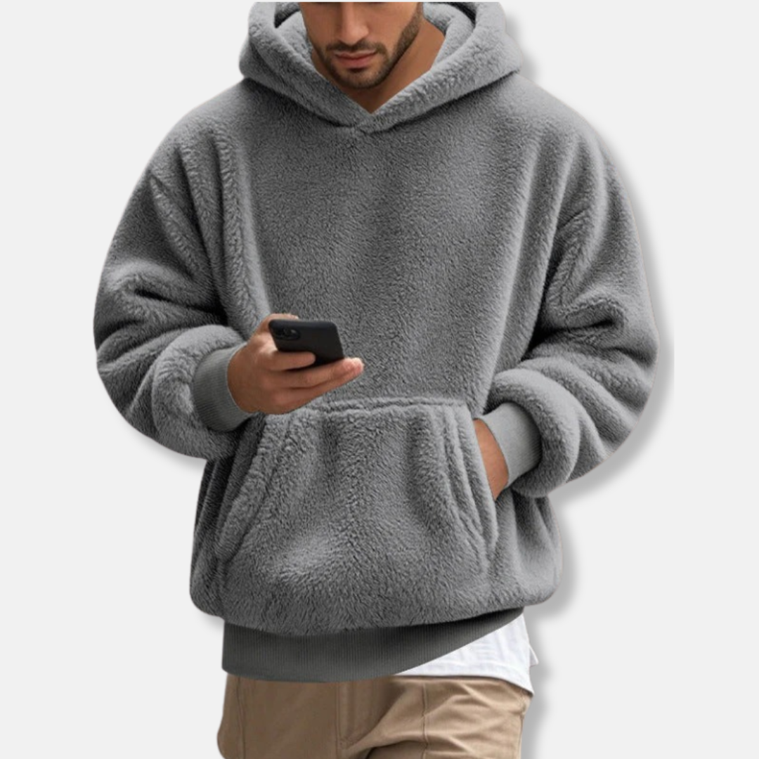 Eli | Men’s Fleece Hoodie with V-Neck and Kangaroo Pocket