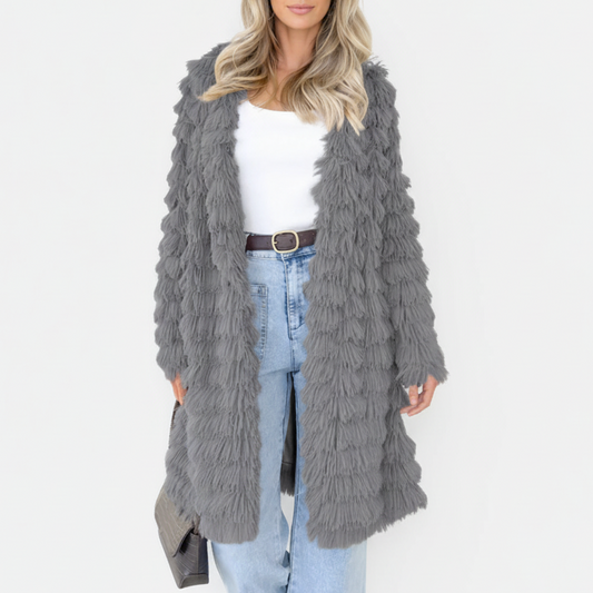 Aya | Women’s Cozy Shaggy Longline Open Front Cardigan