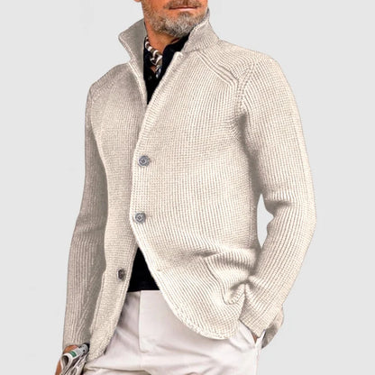 Caleb | Men’s Cable Knit Cardigan with Shawl Collar and Button